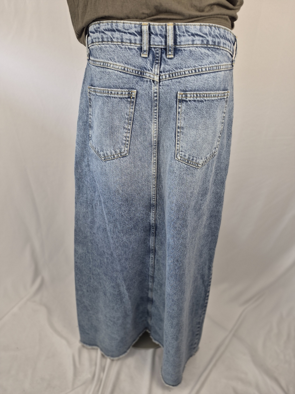 We The Free Washed Light Blue Denim Maxi Skirt - Picture 7 of 8